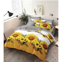 GENERICO - SABANAS DE GENERO 1.5 PLAZAS CON DISEÑO BLANCO GIRASOL TF