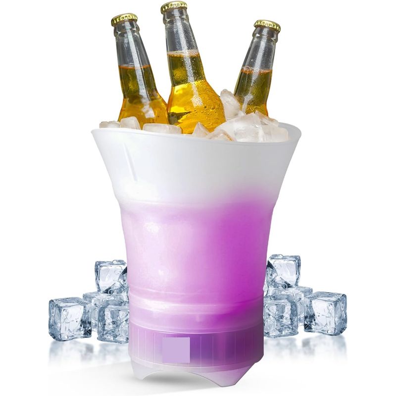 FRANAFOR - Hielera Cubeta Portátil Luz Led Parlante Inalámbrico Bebidas