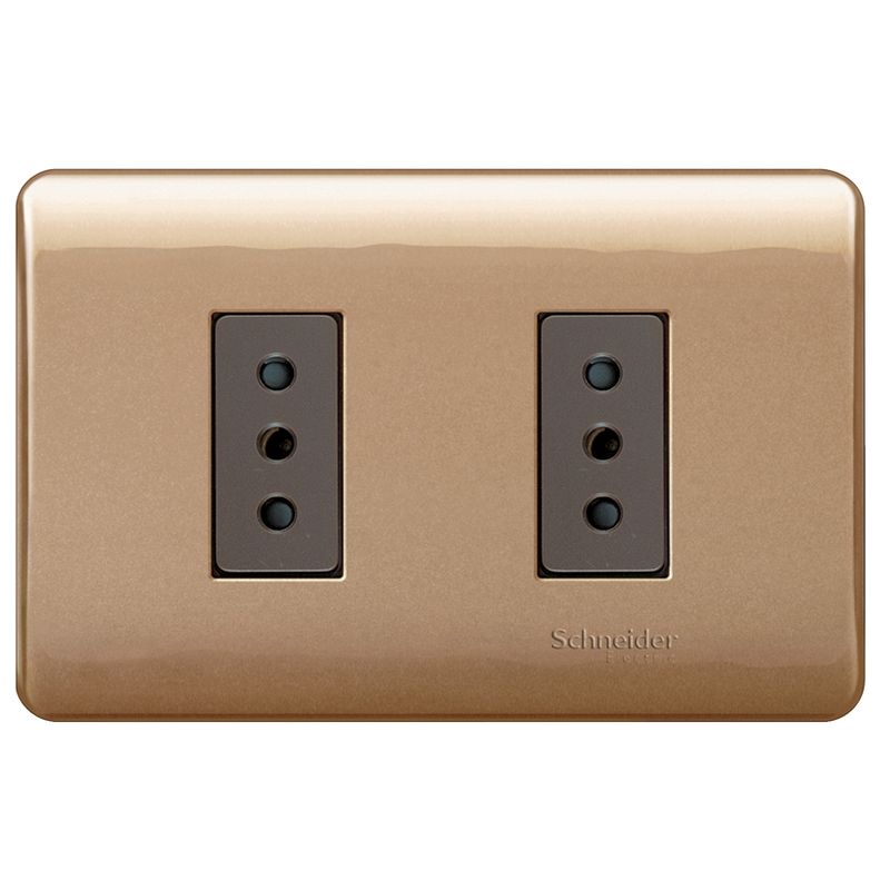 SCHNEIDER ELECTRIC - ENCHUFE DOBLE 2P+T 10A 250V DORADOCAFÉ GENESIS Schneider