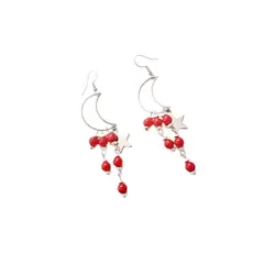 GENERICO - Aros en piedra Coral Rojo - Ganchos de acero quirúrgico