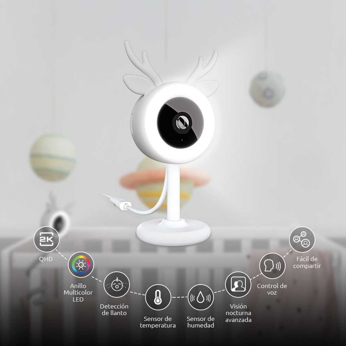 GENERICO - Monitor Camara Inteligente Wi-Fi Para Bebé 2k Con Luz RGB Nexxt