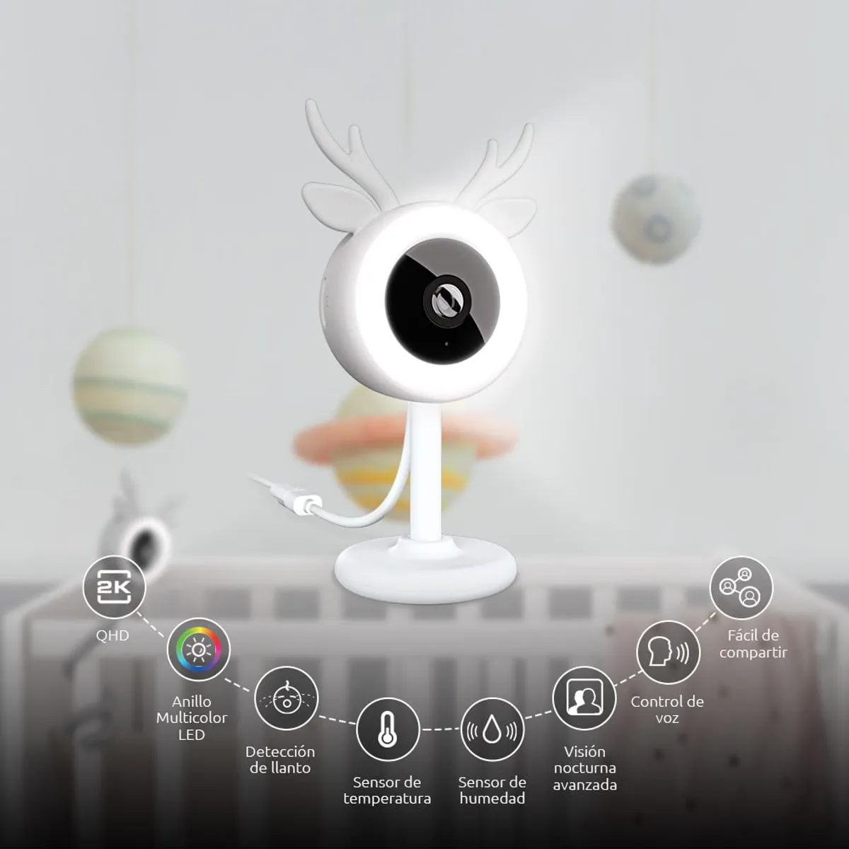 GENERICO - Monitor Camara Inteligente Wi-Fi Para Bebé 2k Con Luz RGB Nexxt