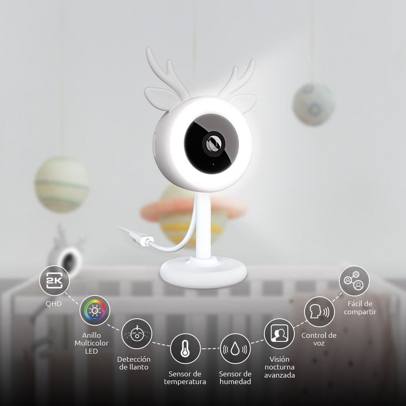 GENERICO - Monitor Camara Inteligente Wi-Fi Para Bebé 2k Con Luz RGB Nexxt