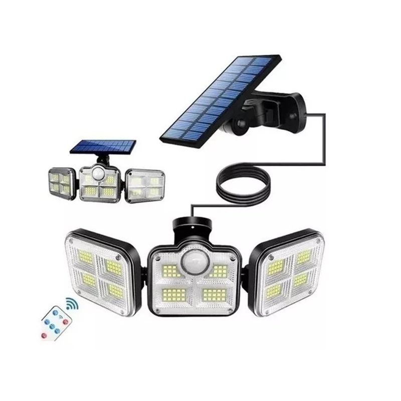 GENERICO - Luz Solar Foco Triple Cabezal Con Sensor De Movimientos
