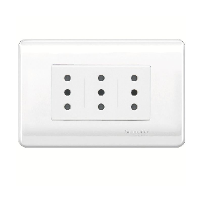 SCHNEIDER ELECTRIC - ENCHUFE TRIPLE 2P+T 10A 250V ARMADO BLANCO GENESIS Schneider