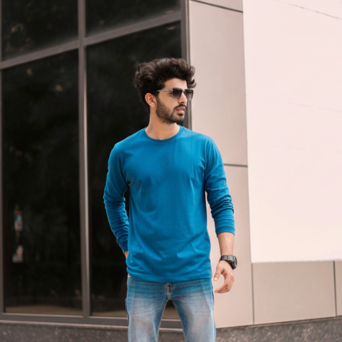 T WORLD - Polera Algodón Manga Larga Cuello Redondo UV Antipilling