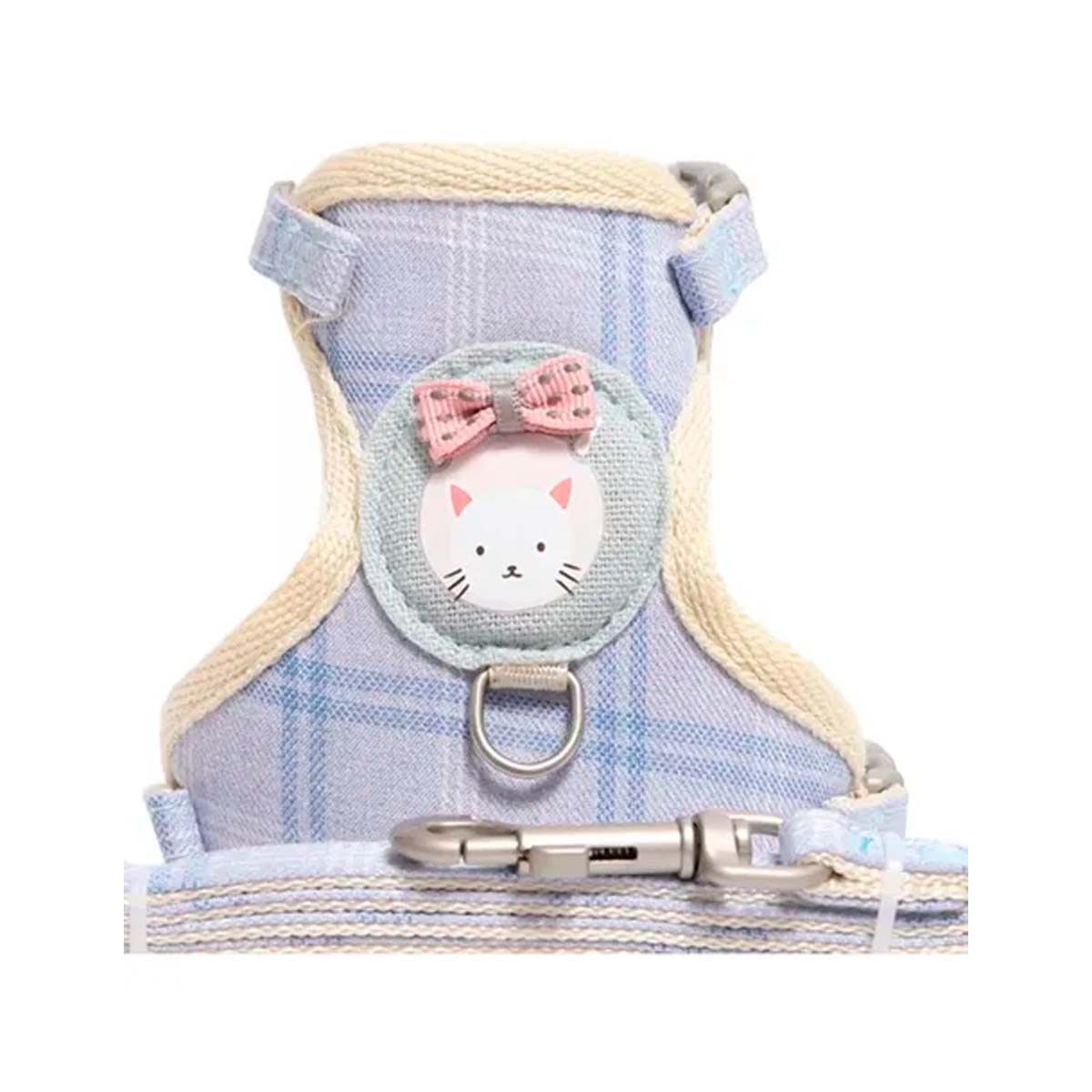 GENERICO - Arnes Pechera + Correa Para Mascotas Diseño Gato Celeste