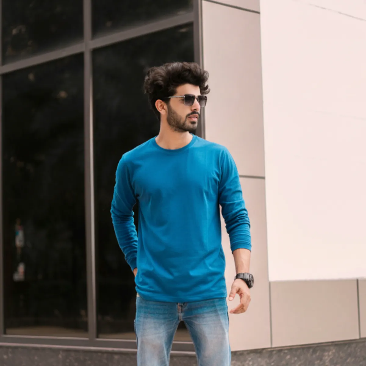 T WORLD - Polera Algodón Manga Larga Cuello Redondo UV Antipilling