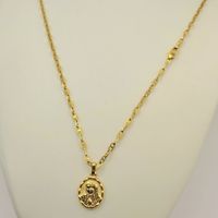 Cadena ORO 18K Laminado Tejido Ancla con Virgen de Guadalupe