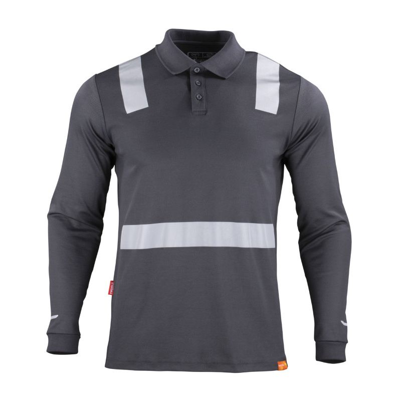 T WORLD - Polera Cuello Camisero Cinta Hibrida Reflectante Manga Larga