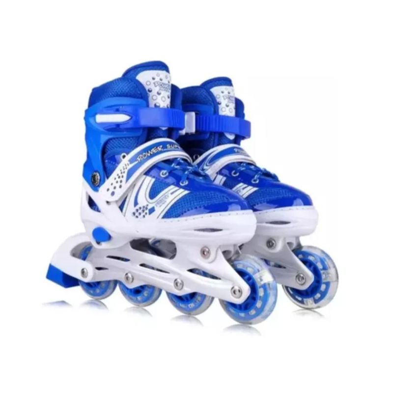 GENERICO - Patines Lineales Ruedas Mas Protección Para Niños Talla M Azul
