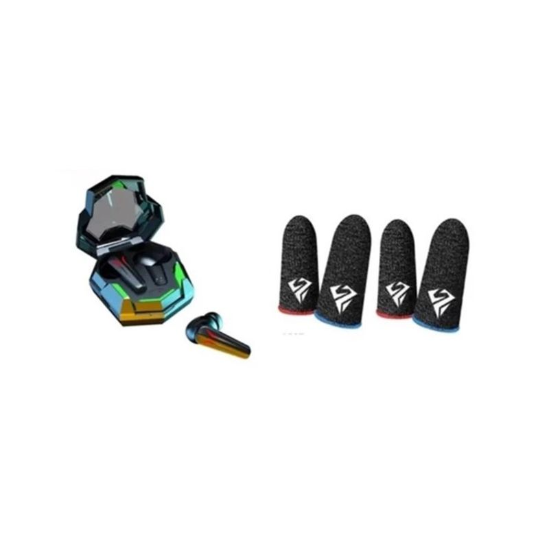 GENERICO - Pack 4 Dedales Fundas Para Dedos + Audifonos Gamer Pugb Cod Rojo