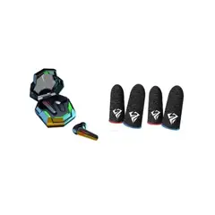 GENERICO - Pack 4 Dedales Fundas Para Dedos + Audifonos Gamer Pugb Cod Rojo