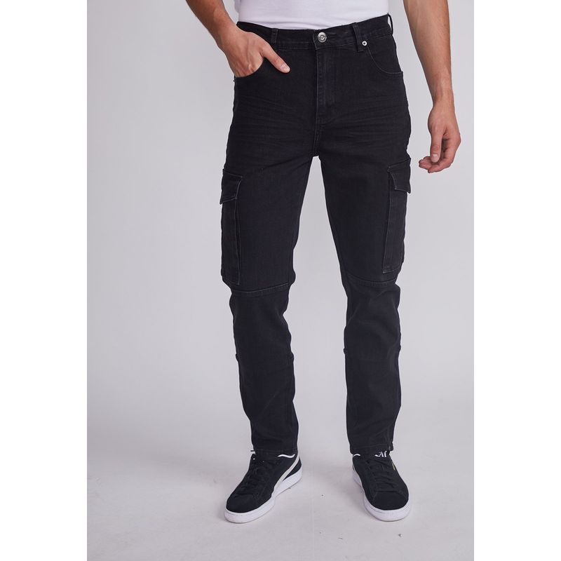 SIOUX - Jeans Hombre Negro Slim Fit Cargo Sioux