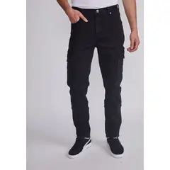 SIOUX - Jeans Hombre Negro Slim Fit Cargo