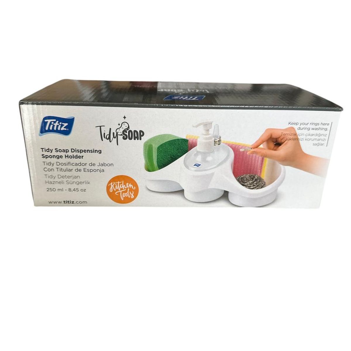 TITIZ - Dispensador Lavaloza Jabon Cocina Esponja Titiz Blanco 250ML