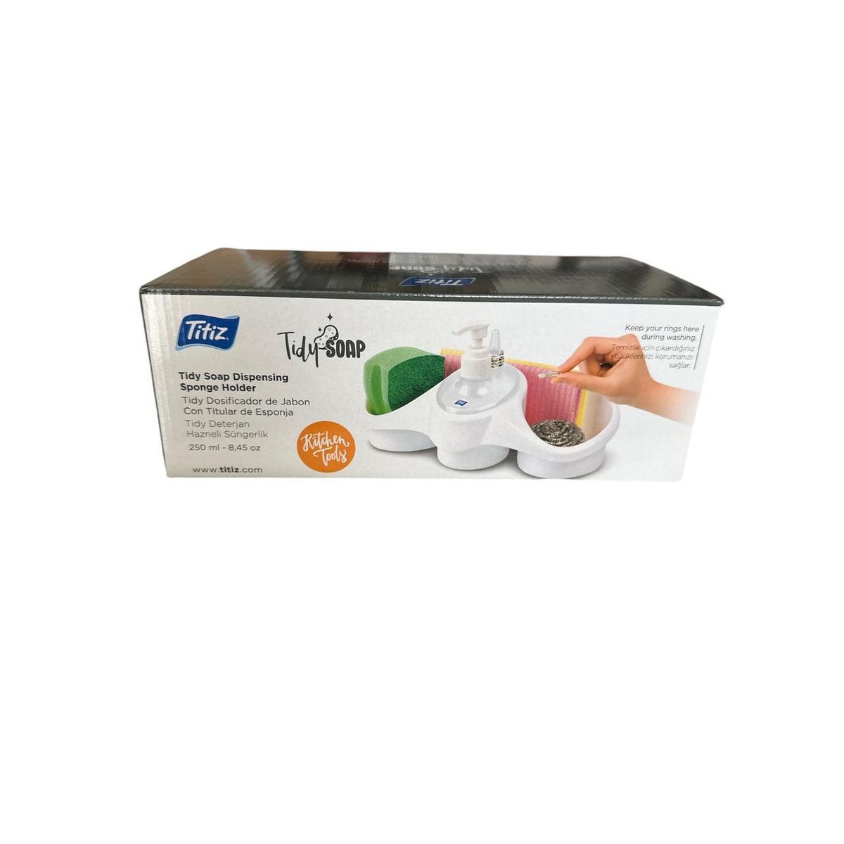 TITIZ - Dispensador Lavaloza Jabon Cocina Esponja Titiz Blanco 250ML