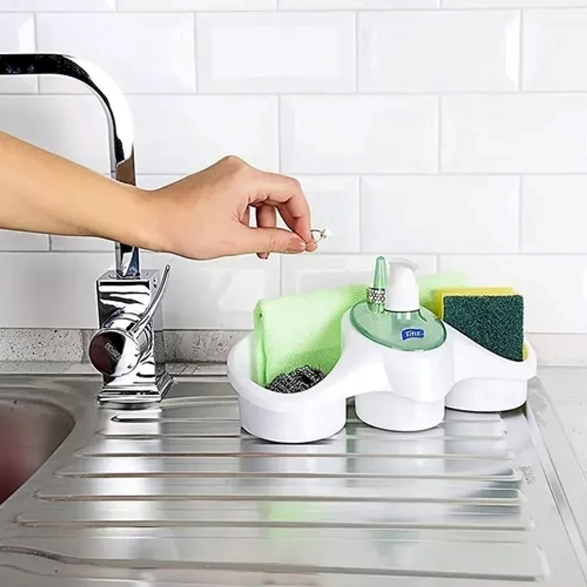 TITIZ - Dispensador Lavaloza Jabon Cocina Esponja Titiz Blanco 250ML