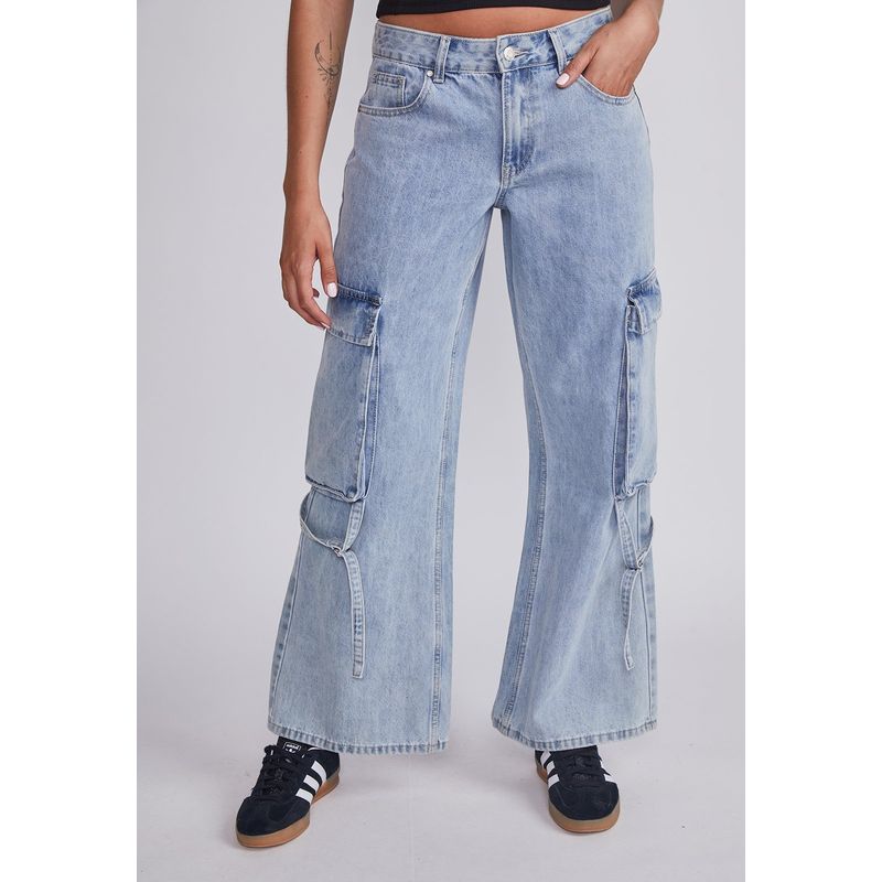 SIOUX - Jeans Mujer Celeste Tiradores Sioux