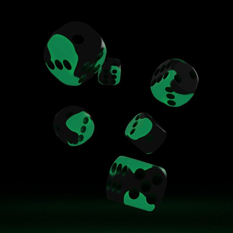 LA COMARCA - Oakie Doakie - D6 DICE 16 MM GLOW IN THE DARK  12 Dados - Variedades
