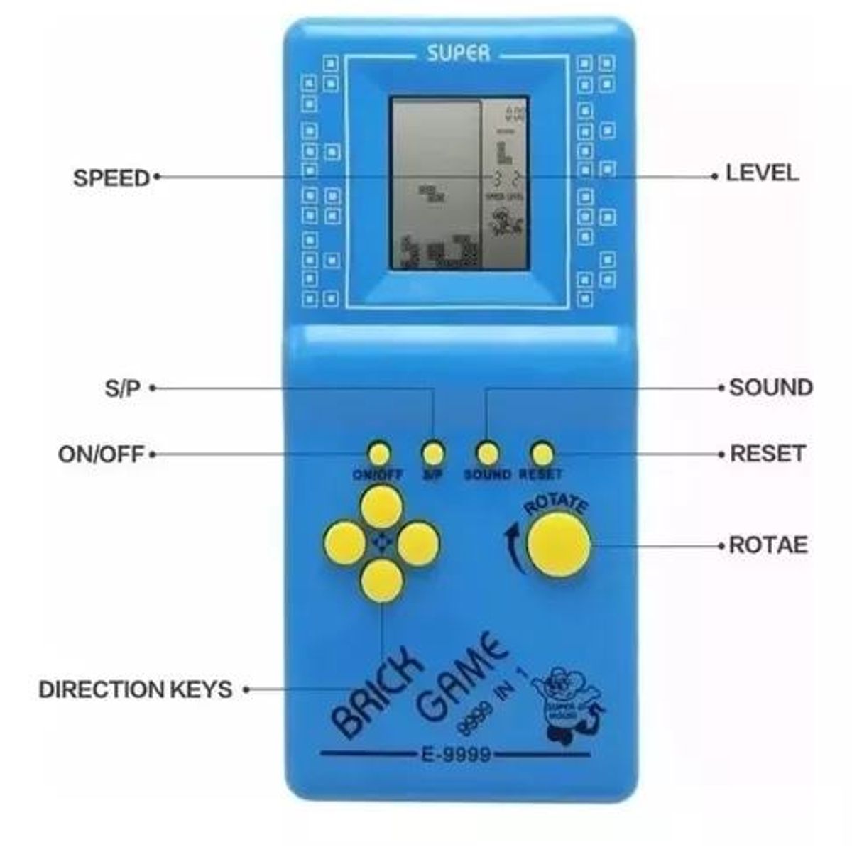 GENERICO - Consola de juegos retro Brick Game+2 pilas AA incluidas