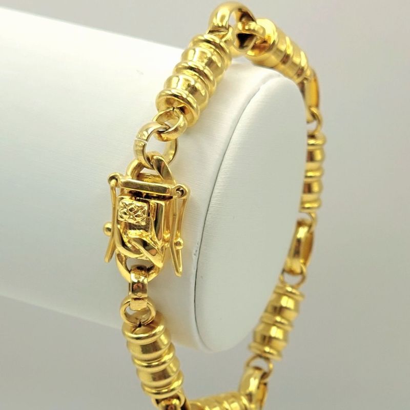GENERICO - Pulsera ORO Laminado 18K Tejido Balín con Broche Cajón