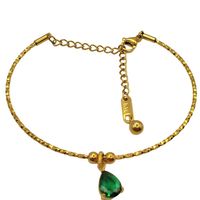 Brazalete ORO 18K Laminado con Gota de Esmeralda
