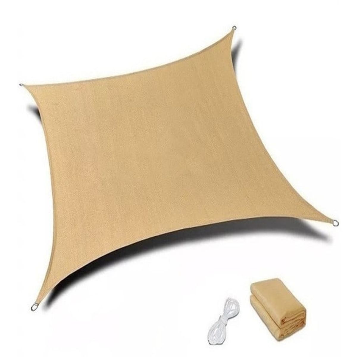 GENERICO - Lona Triangular Toldo Vela Malla Sombra Beige 5 x 5 x 5