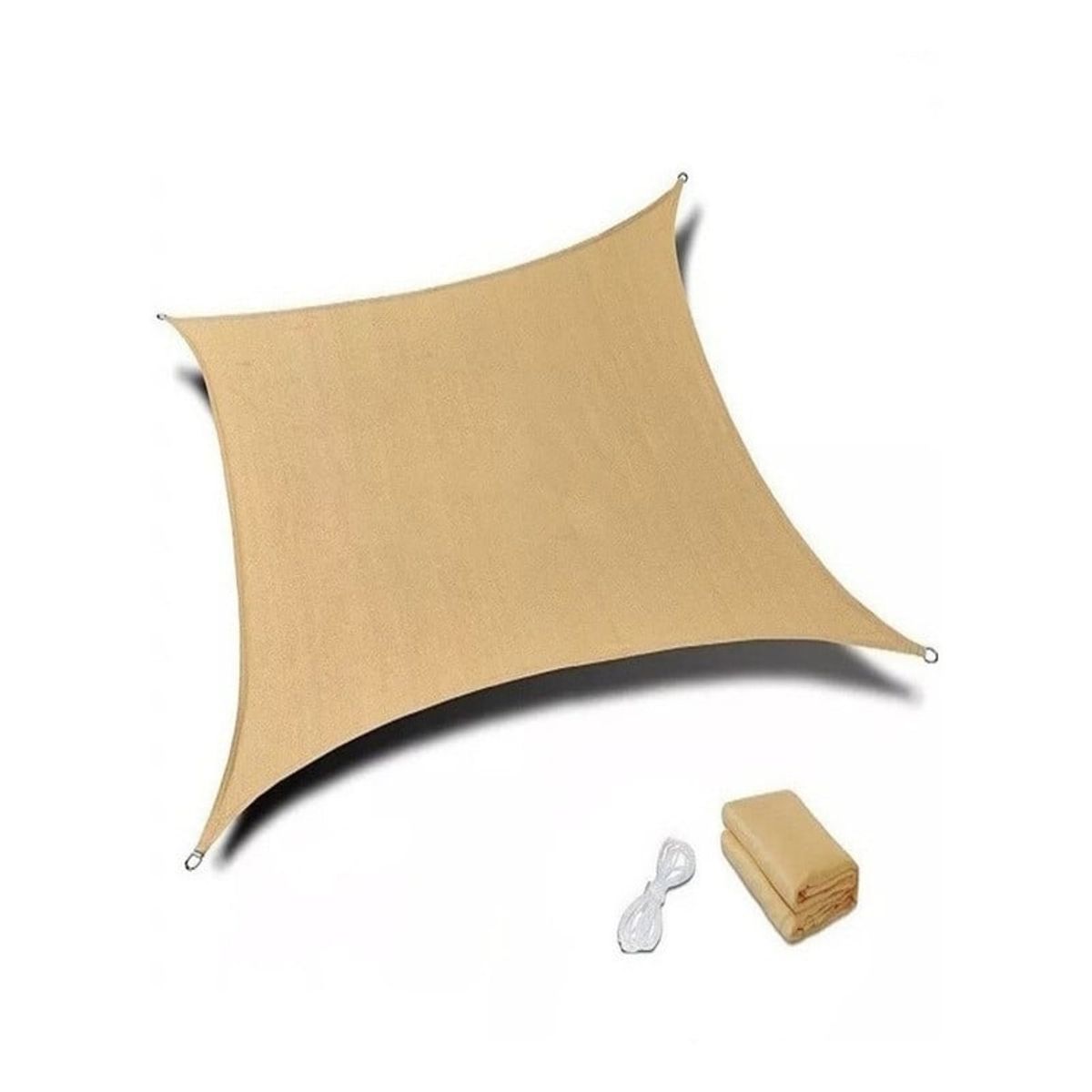 GENERICO - Lona Triangular Toldo Vela Malla Sombra Beige 5 x 5 x 5