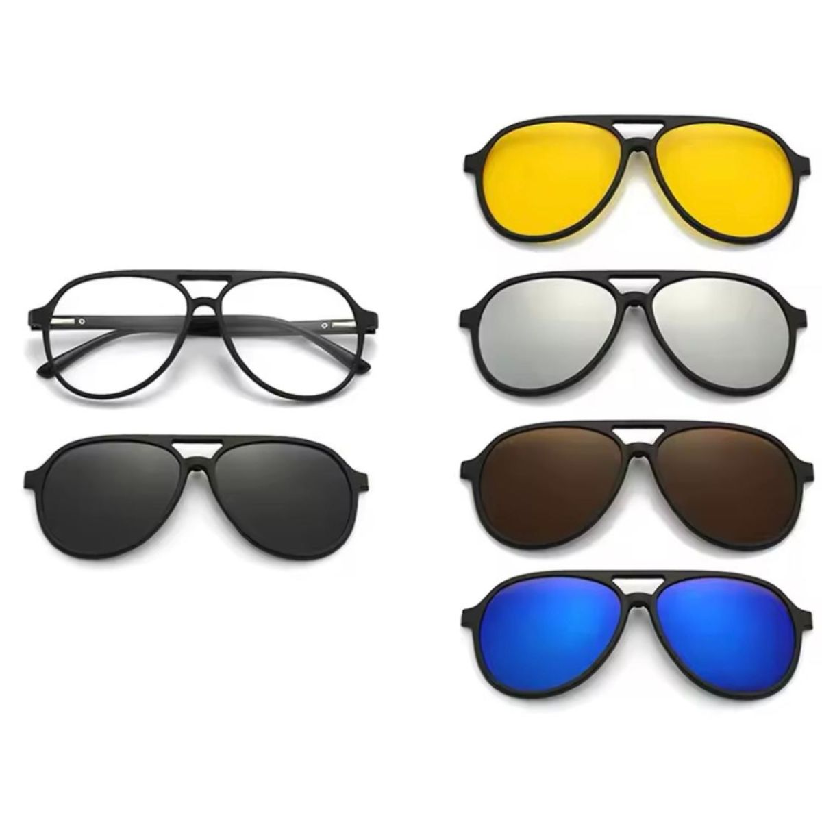 GENERICO - Lentes de sol con sobrelentes magneticos intercambiables