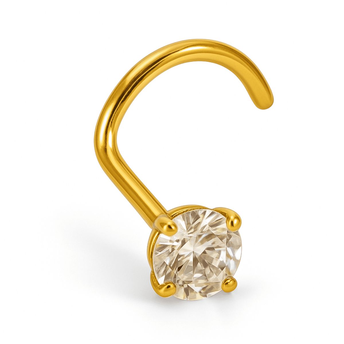 ELBAULDEJUMA - Piercing tipo S nostril 3mm titanio ASTM F136 chapado en oro 18k