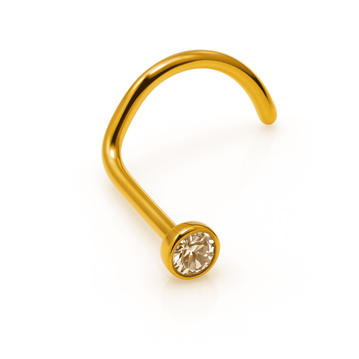 ELBAULDEJUMA - Piercing tipo S nostril 2mm titanio ASTM F136 chapado en oro 18k