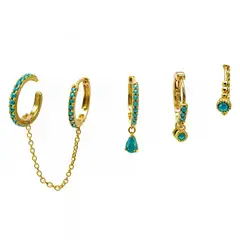 ELBAULDEJUMA - Pack de 5 aros turquesa bañado oro 18k