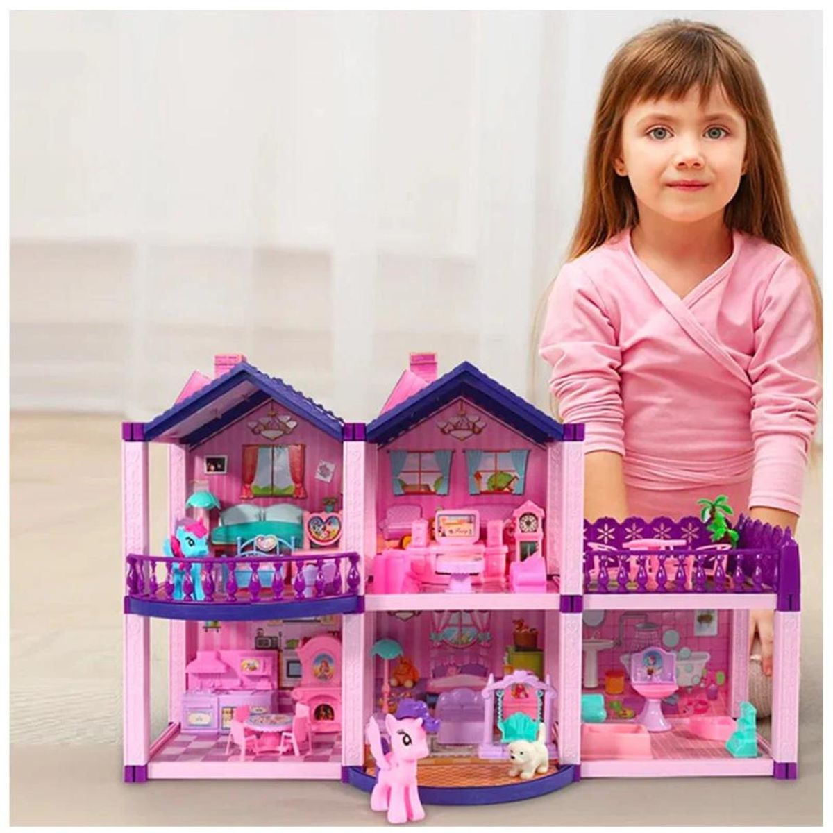 GENERICO - Casa De Muñecas Infantil Niñas 60x22x38Cm Pony Juguete