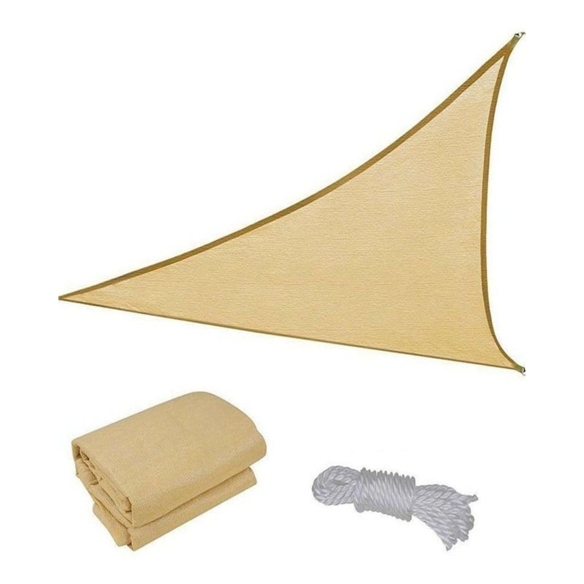 GENERICO - Lona Triangular Toldo Vela Malla Sombra Beige 5x5