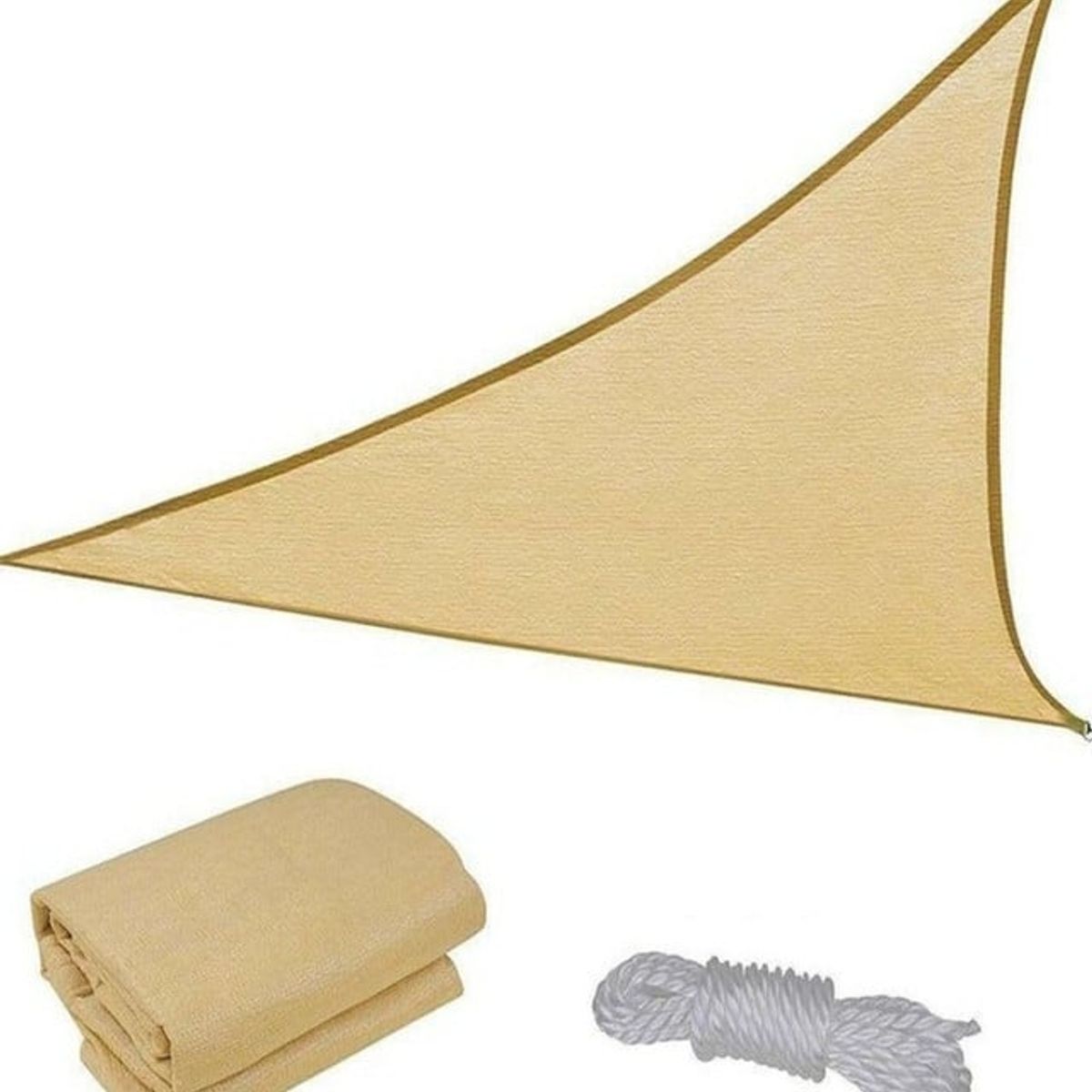 GENERICO - Lona Triangular Toldo Vela Malla Sombra Beige 2x2