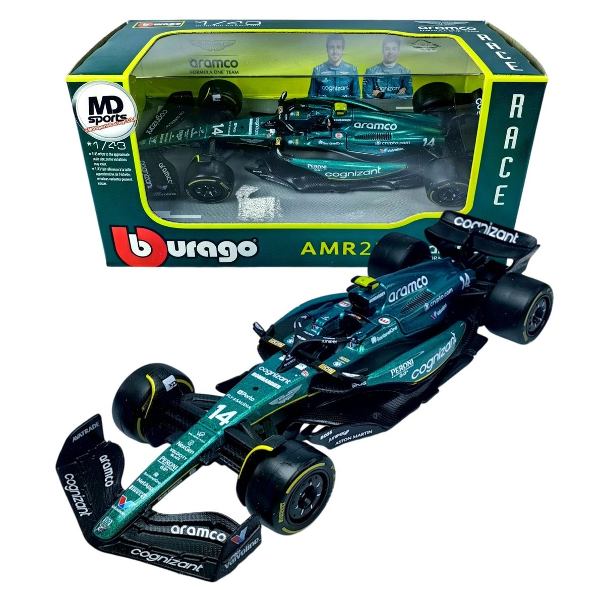 BBURAGO - Auto F1 Aston Martin AMR23 2023 #14 F. Alonso Caja Norm 1:43