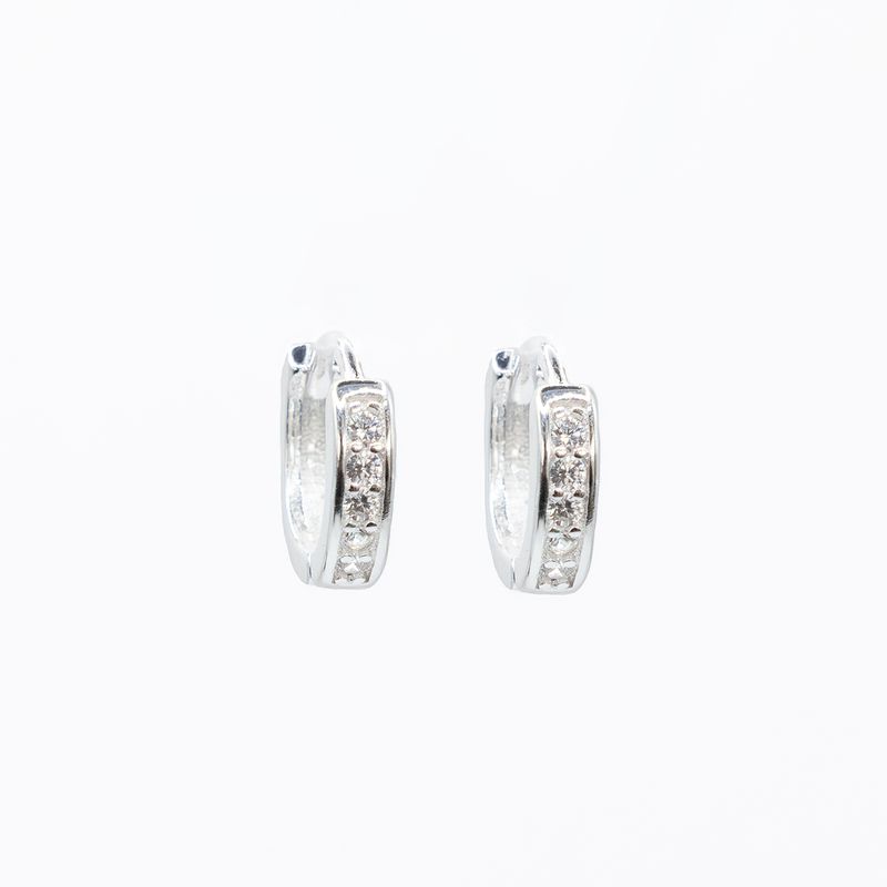 LA GARZA - Aros Plata mujer Argolla Pequeña Cristales