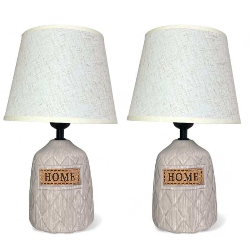 GENERICO - Pack X2 Lámparas Velador Con Pantalla Decoración Dormitorios Ceramica