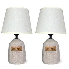 GENERICO - Pack X2 Lámparas Velador Con Pantalla Decoración Dormitorios Ceramica