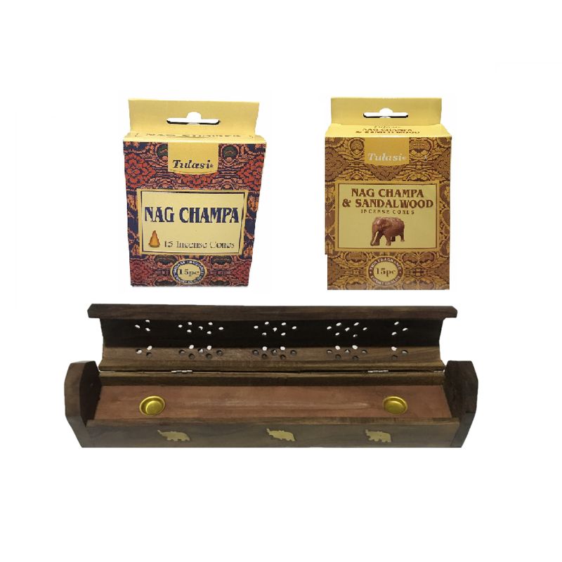 GENERICO - Porta Incienso Baul Madera Mas Conos Aroma Sandalos Y Nag Champa