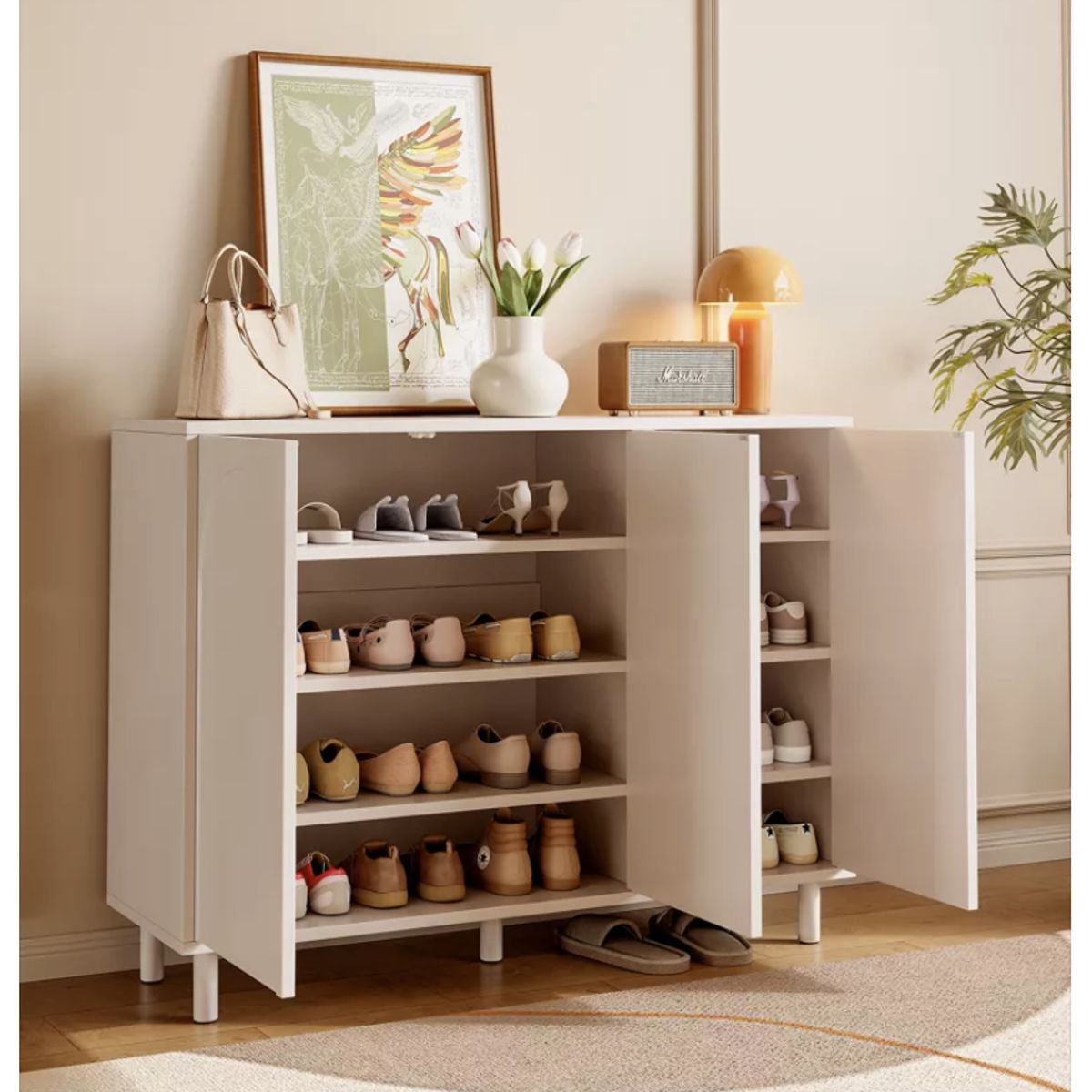 HOMER DESIGN - Zapatero Comoda 3 Puertas Repisa Ajustable 120cm De Ancho