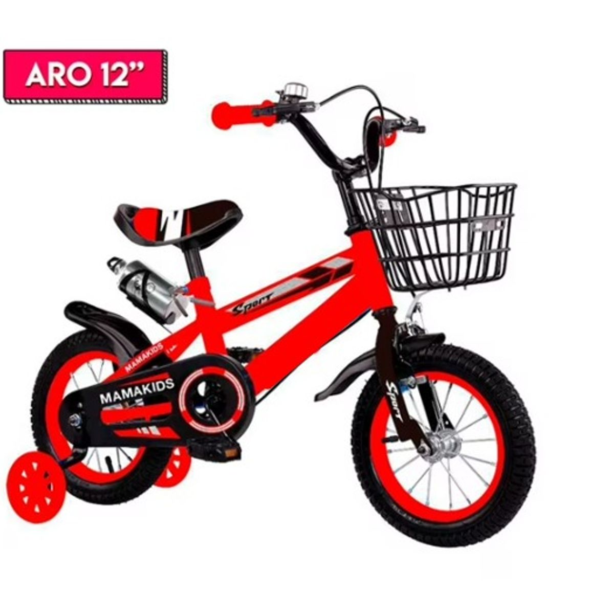 LUMAX - Bicicleta Infantil  Aro 12 Rojo Con Rueditas