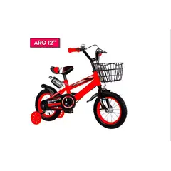 LUMAX - Bicicleta Infantil Aro 12 Rojo Con Rueditas