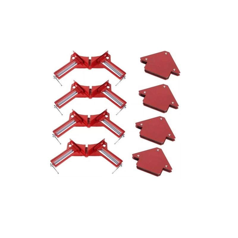 GENERICO - Escuadras Magnetica 50 Libras + Prensas Esquinera Mueble Rojo
