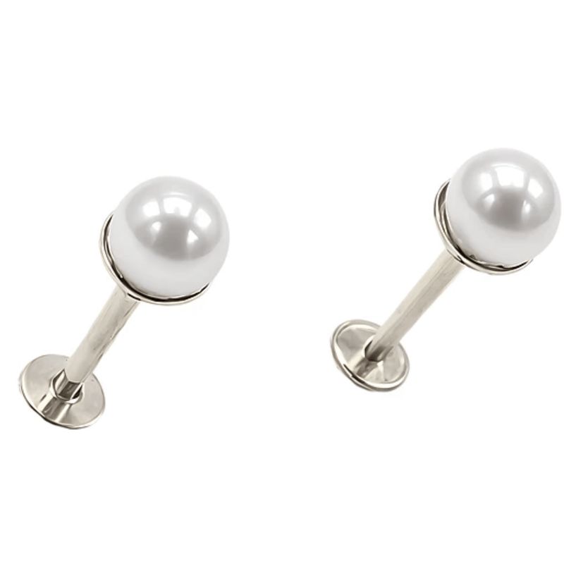 ELBAULDEJUMA - Aros perlas de seguridad plateadas titanio ASTM F136