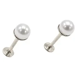 ELBAULDEJUMA - Aros perlas de seguridad plateadas titanio ASTM F136