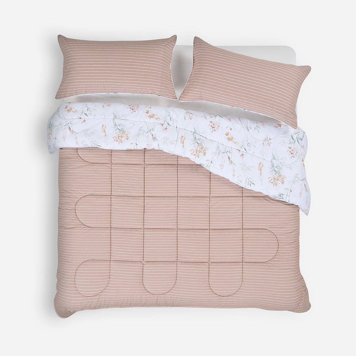 ROSEN - Plumón Algodón Reversible Begonia Rosa - Blanco Súper King