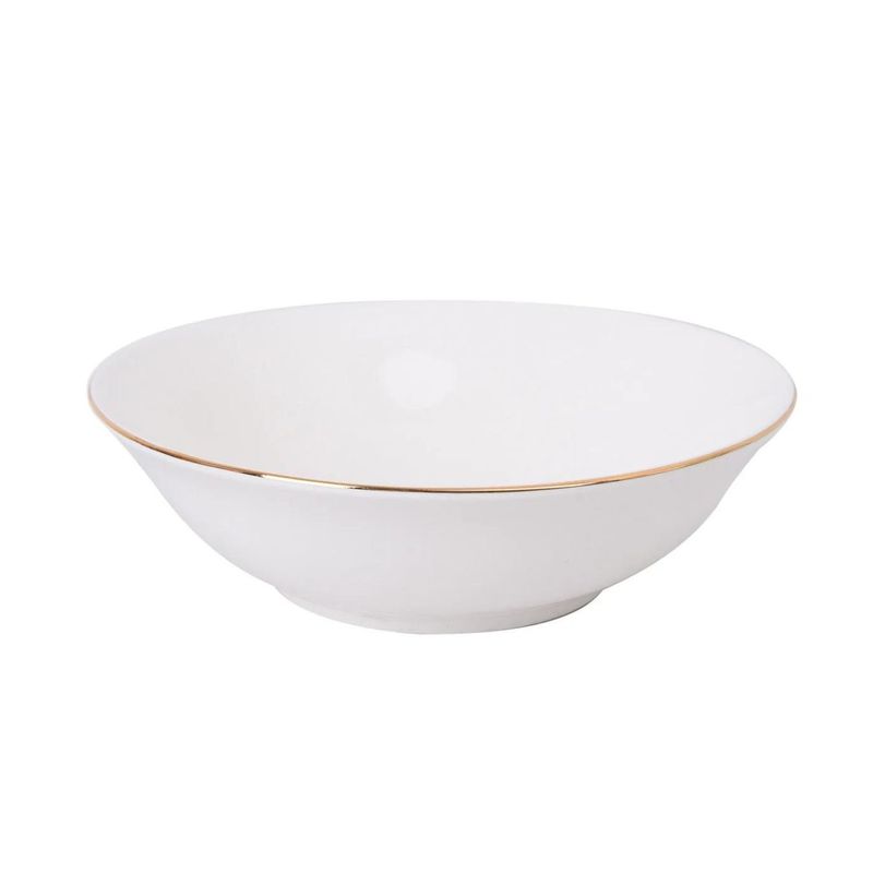HALLEN - Ensaladera Bowl 25cm de Porcelana Royal Borde Dorado Cocina