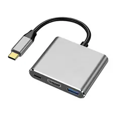 GENERICO - Hub Adaptador Usb Tipo C 3 En 1 Hdmi 4k Mac Pc
